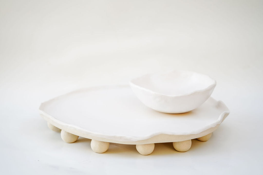 Ball Footed Platter, Cake Plate